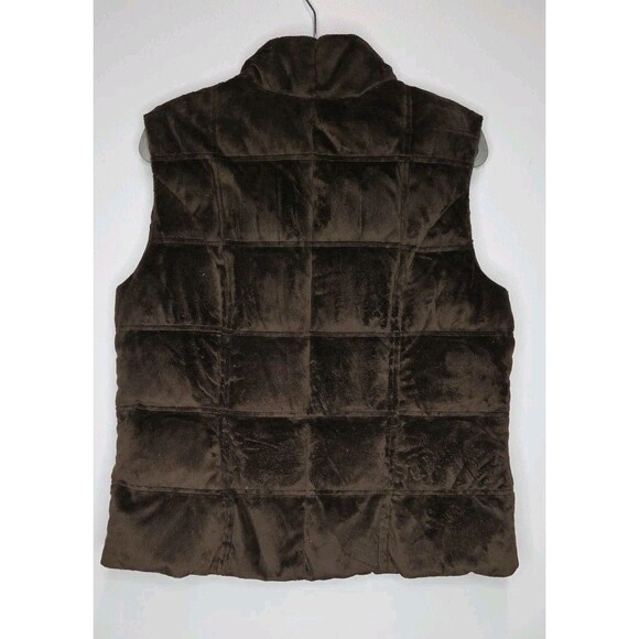 Eddie Bauer Premium Goose Down Full Zip Quilted Brown Vest - Size XL Soft Fuzzy - Picture 2 of 7